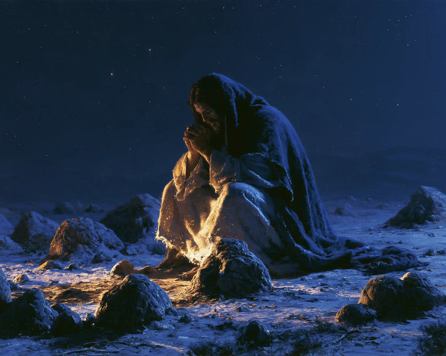Jesus in the Desert - Midnight Blue Chiaroscuro · Landscape n° 8