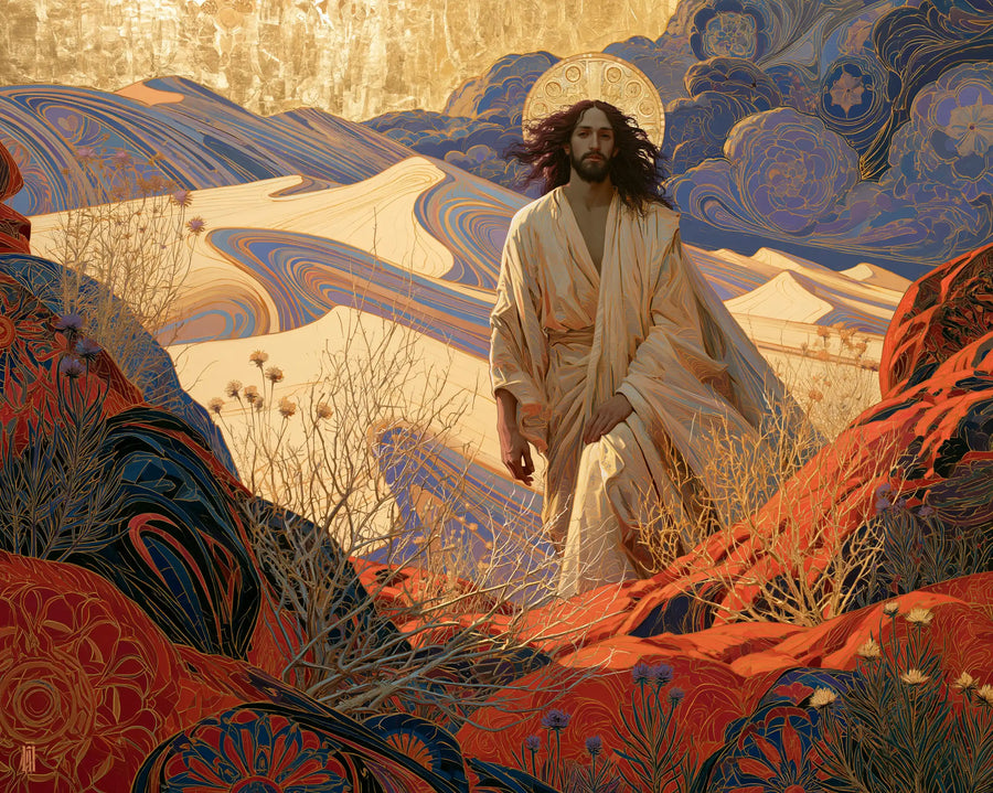Jesus in the Desert - Sacred Art Nouveau · Landscape n° 5