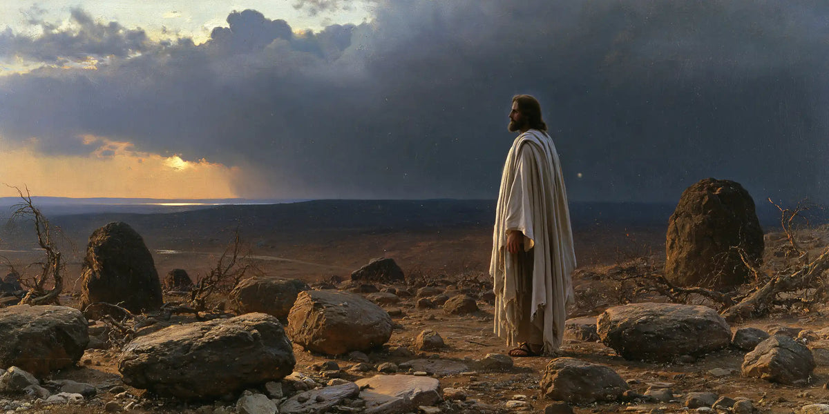 Jesus in the Desert — Pale Linen between the Standing Stones