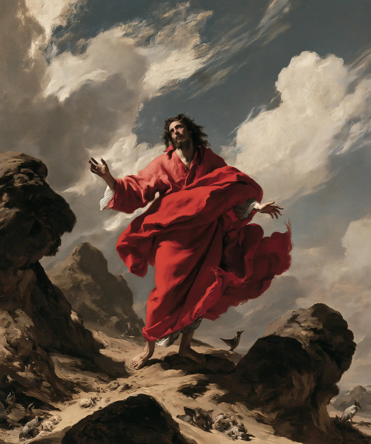 Jesus in the Desert — The Scarlet Mantle in the Brightness of the Clouds