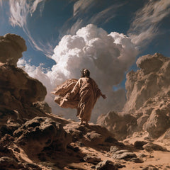 Jesus in the Desert — The Traveller beneath the Bouquet of Clouds