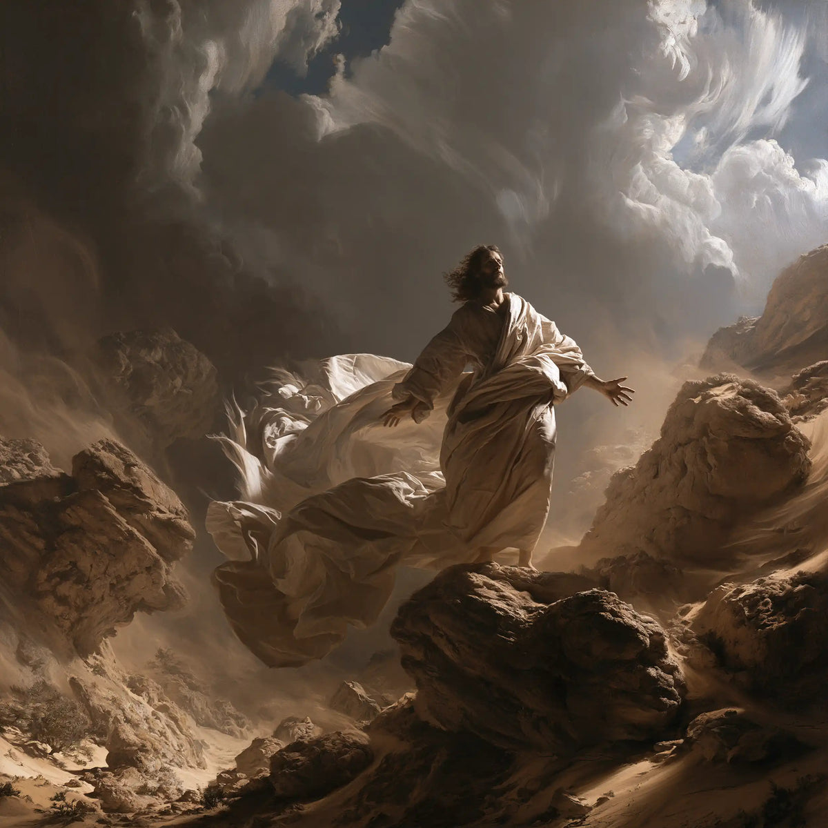Jesus in the Desert — The Long Cloth in the Gorge Wind