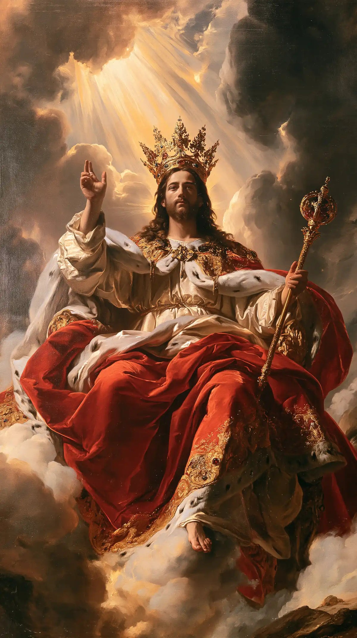 Jesus the King — Embroidery Beneath Heavenly Light