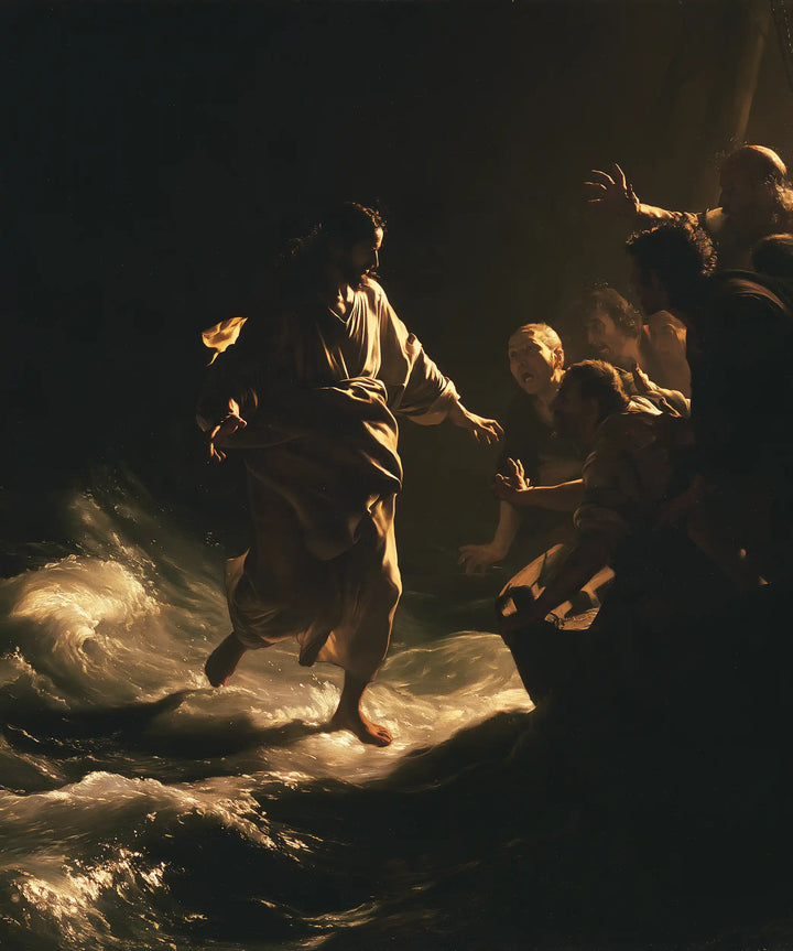 Jesus Walking on Water - Caravaggio Tenebrism · Portrait n° 35