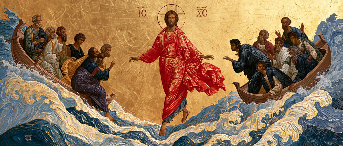 Jesus Walking on Water — Red Carried by the Wave