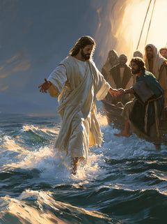Jesus Walking on Water — Hands Close at the Moment of Departure
