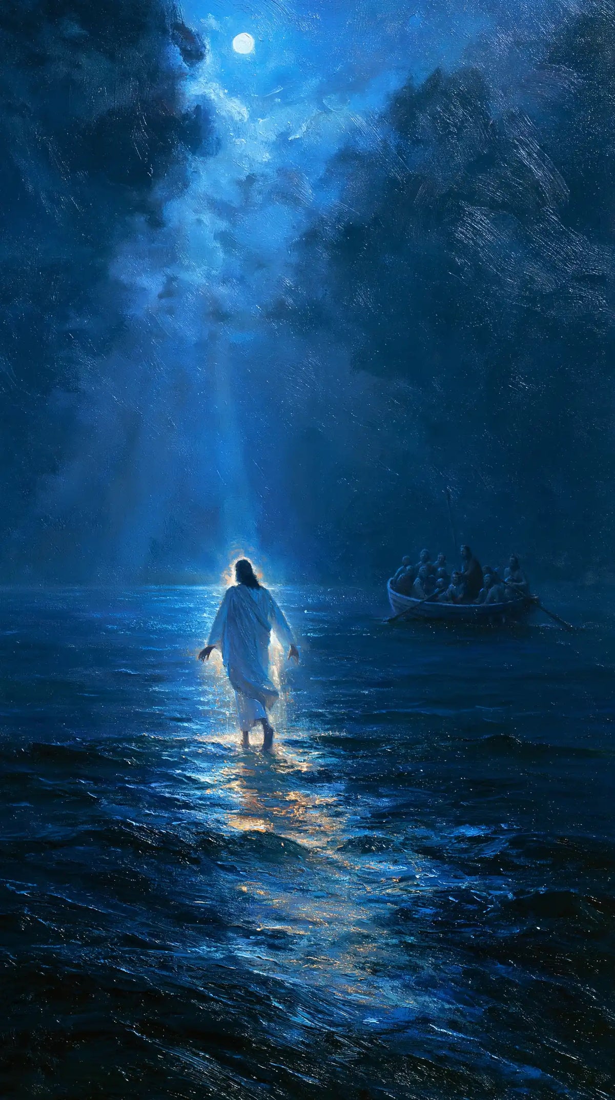 Jesus Walking on Water — The Blue Ray Reaches the White Robe