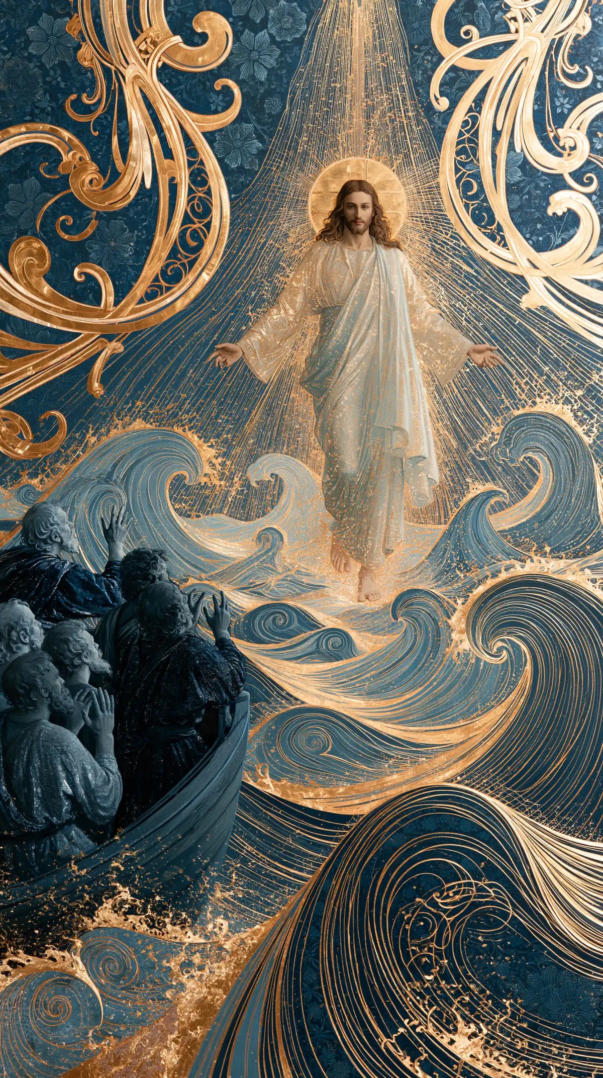 Jesus Walking on Water — Golden Rain upon Velvet Waters