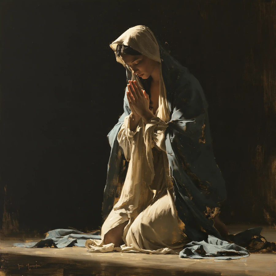 Virgin Mary in Prayer - Black and Gold · Square n° 5