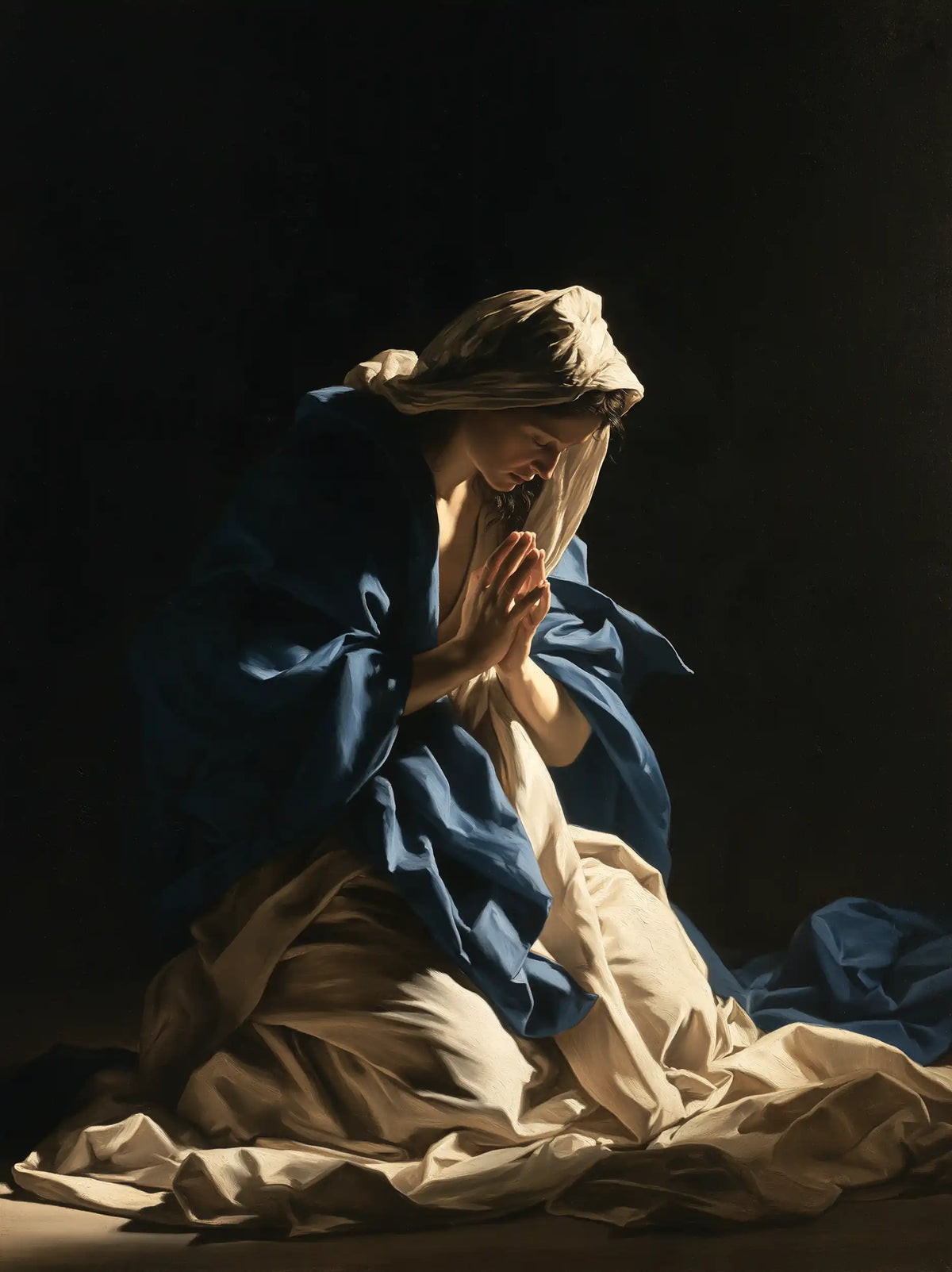 Virgin Mary in Prayer — The Brow beneath the Fold