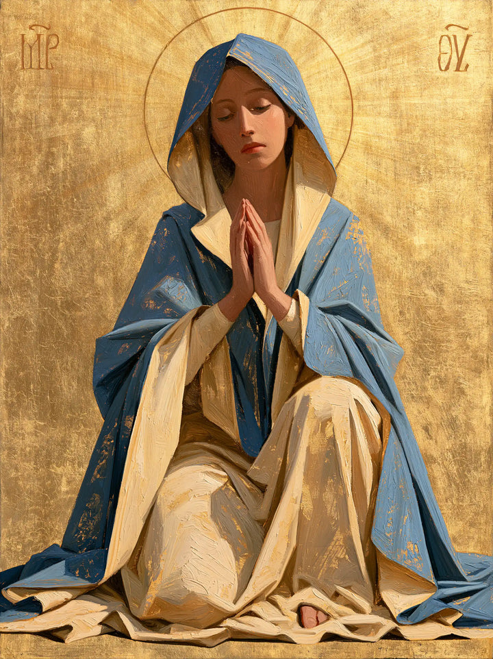 Virgin Mary in Prayer — The Knee in Sunlight
