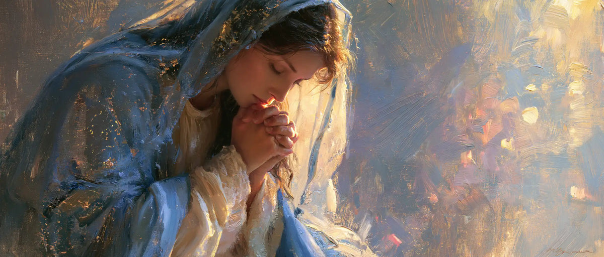 Virgin Mary in Prayer — A Confidence in Mauve Reflections