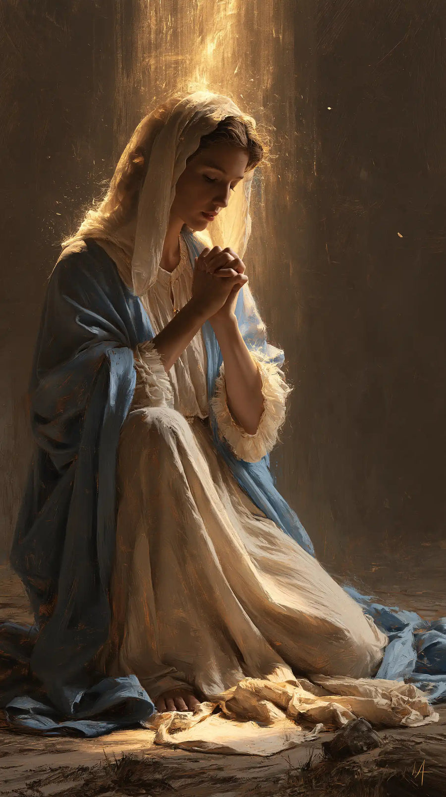 Virgin Mary in Prayer — The Figure along the Ray