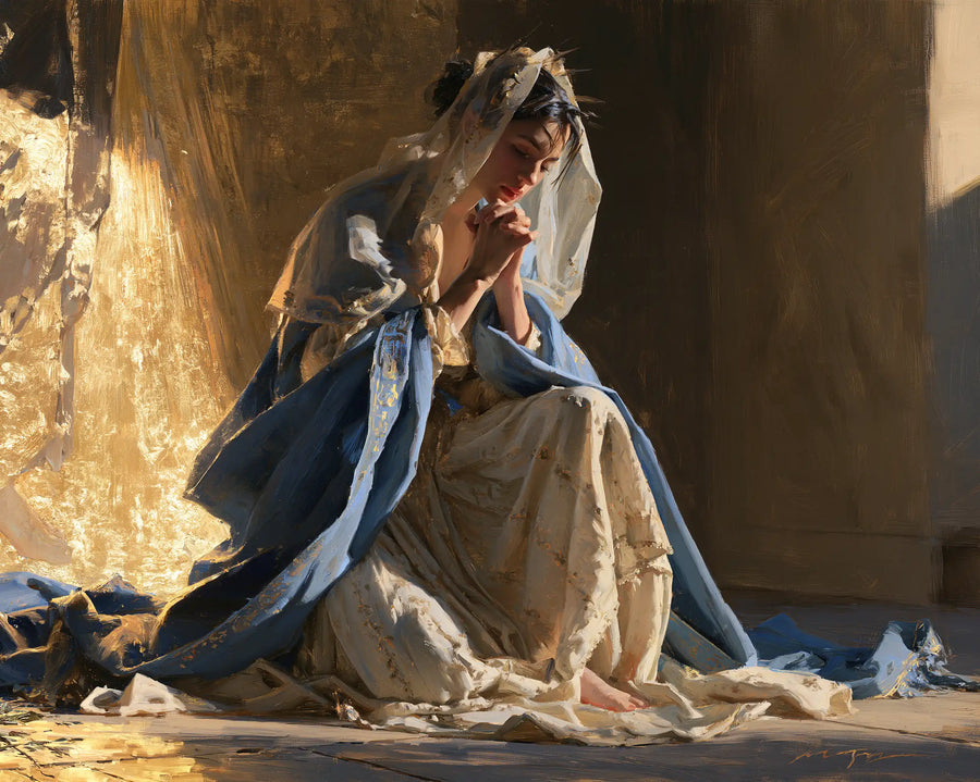 Virgin Mary in Prayer - Sacred Gold · Landscape n° 12