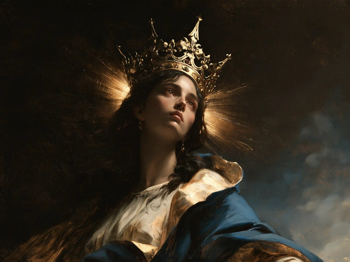 Mary, Queen of Heaven — The Sideward Gaze in Royal Radiance