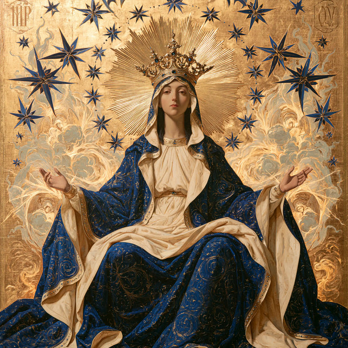 Mary, Queen of Heaven — The Crown Above the Luminous Swirls