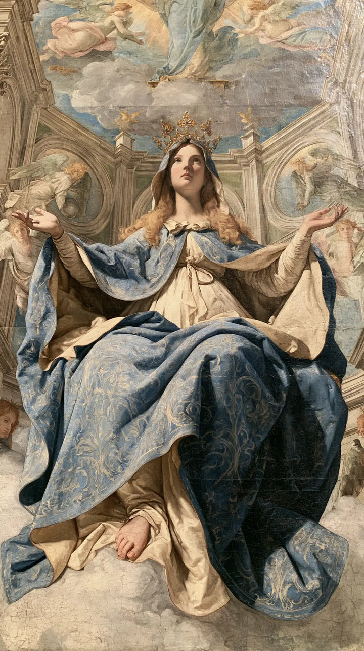 Mary, Queen of Heaven — Blue Silk Beneath Heaven’s Frescoes