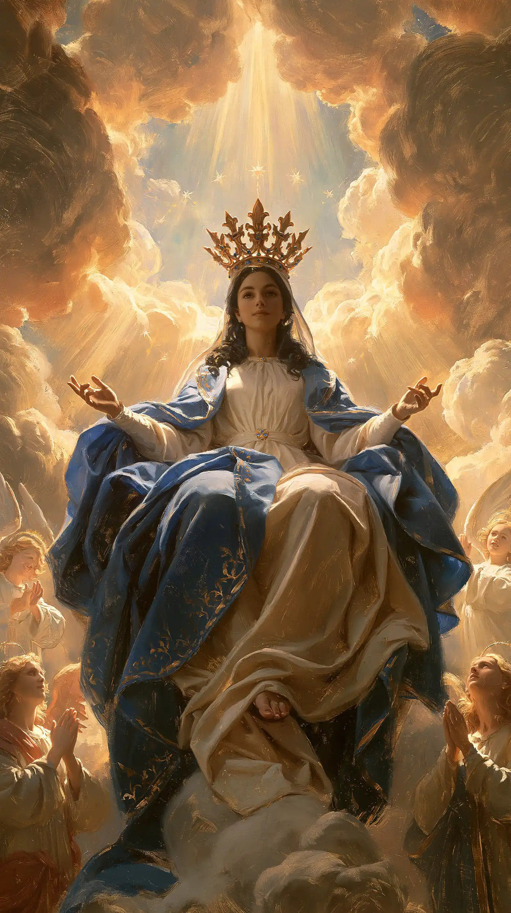 Mary glorified as Queen of Heaven in Heavenly Glory style, portrait Christian artwork no. 3