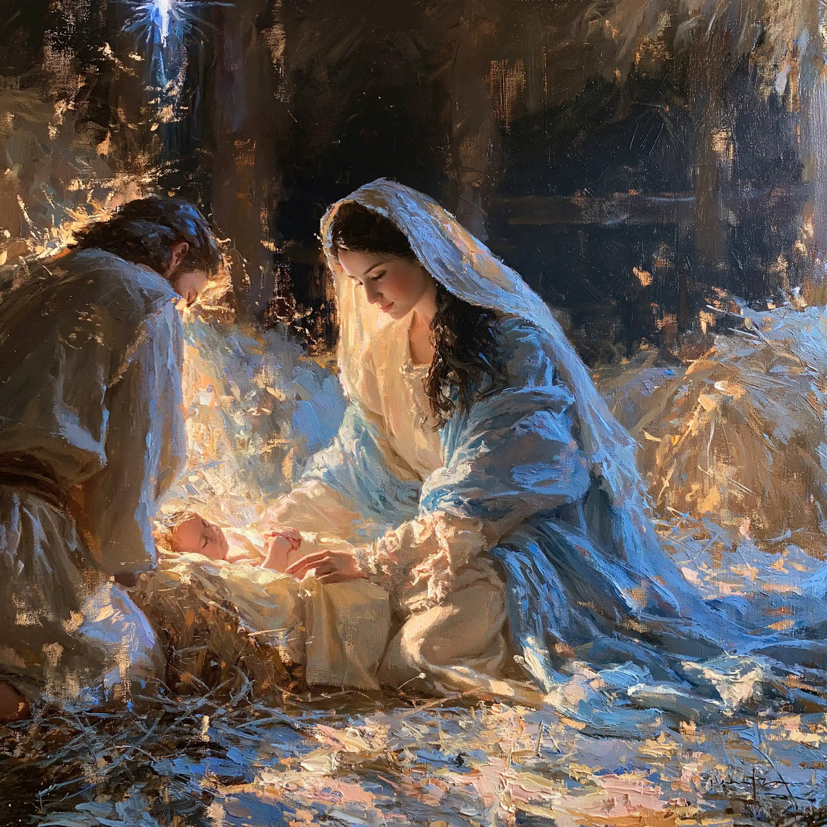 The Nativity — The Meeting in Shimmering Blue