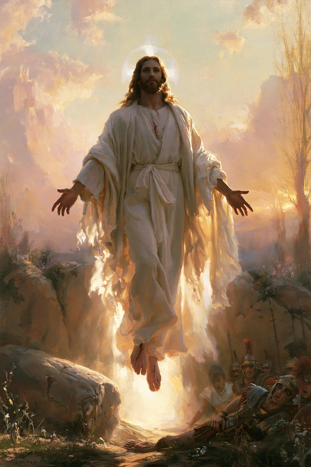 Resurrection of Jesus Christ in Divine Light style, portrait Christian artwork no. 15