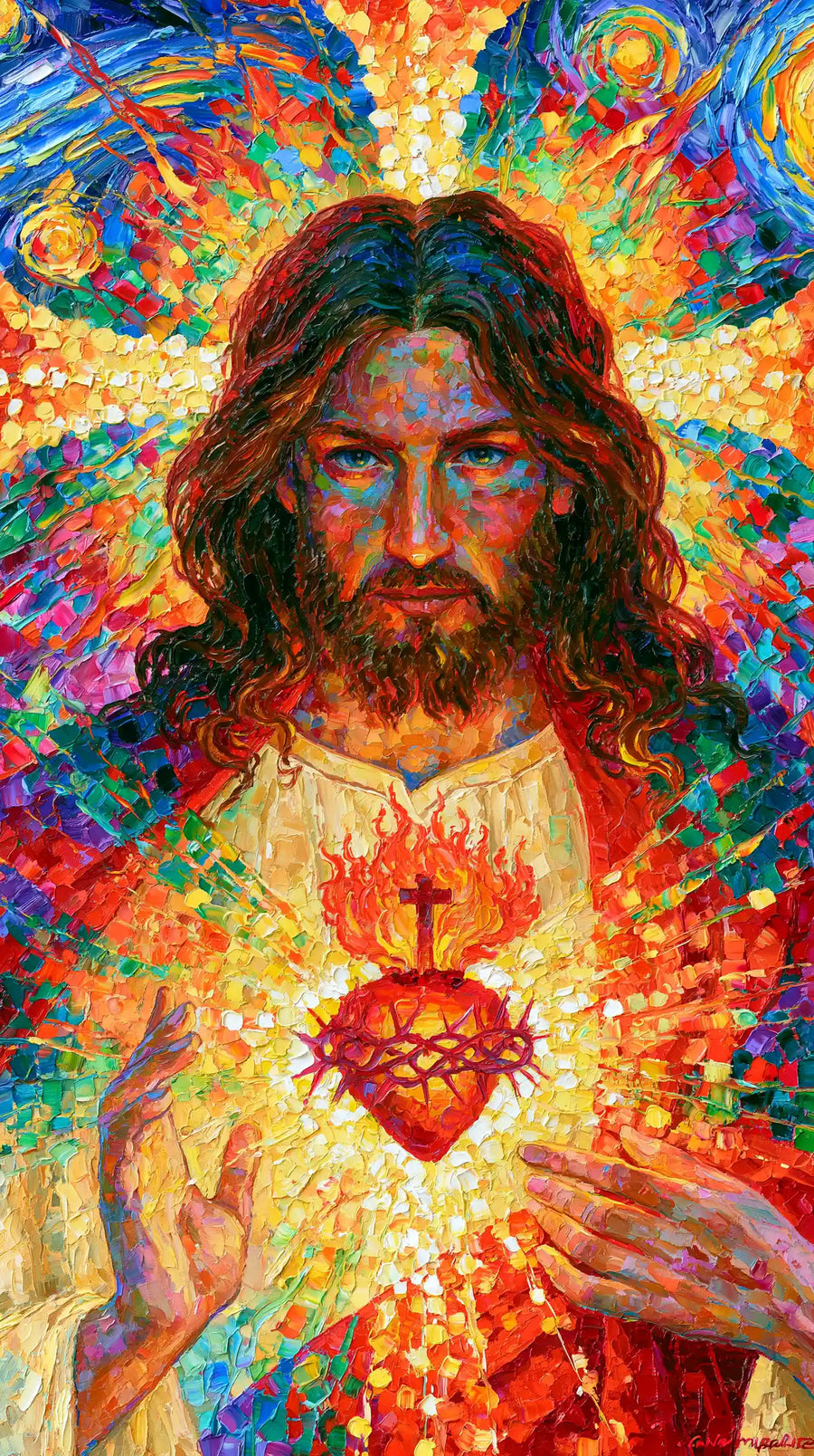 Sacred Heart of Jesus – Pointillist Post-Impressionism · Portrait no. 1