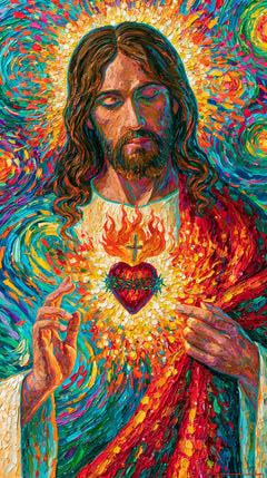 Sacred Heart of Jesus – Pointillist Post-Impressionism · Portrait no. 2