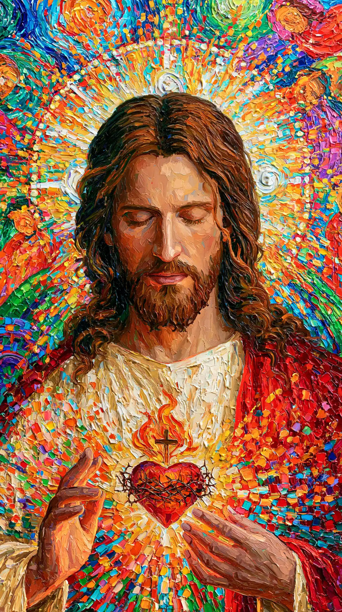 Sacred Heart of Jesus – Pointillist Post-Impressionism · Portrait no. 3