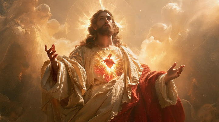 The Sacred Heart of Jesus — The Gaze Among Honey-Coloured Clouds