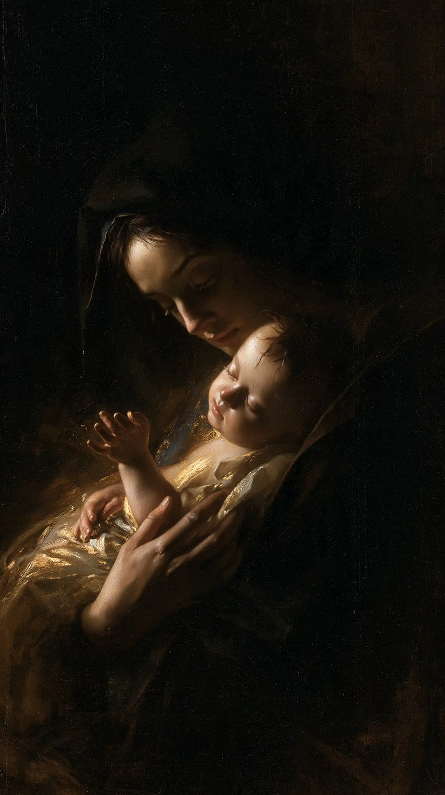 Virgin Mary and Child Jesus - Black and Gold · Portrait n° 17