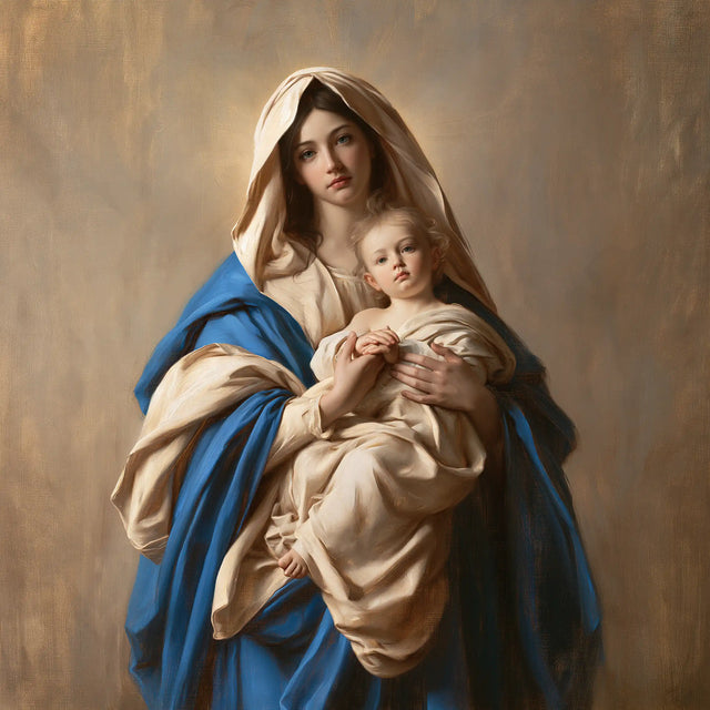The Virgin and Child — The Calm Gaze Within the Flowing Pale Drapery
