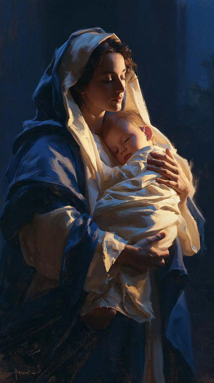 The Virgin and Child — The Distant Gaze Above the Sleeper