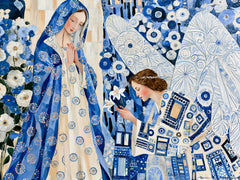 White-Winged Gabriel in Blue Ornament – Golden Secession Art · Landscape