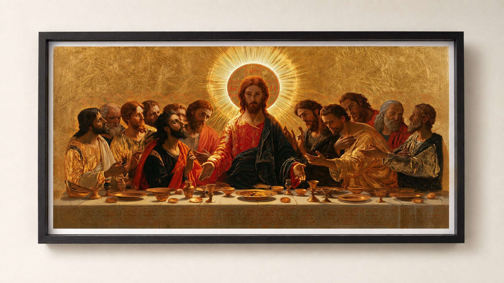 Тот же принт Тайной вечери Fine Art в глубокой черной рамке ящика