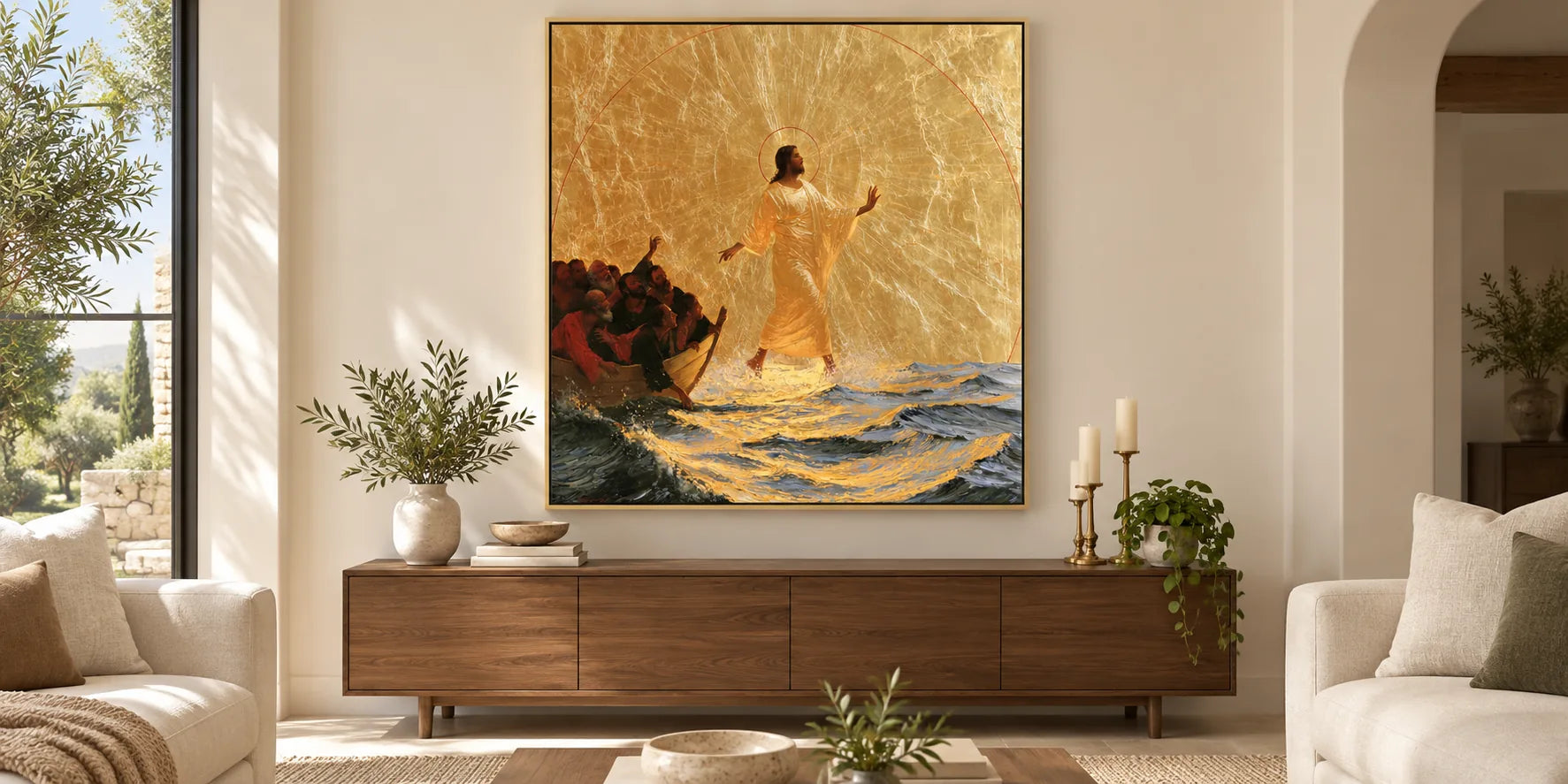 Jesus Walking on Water - Sacred Gold